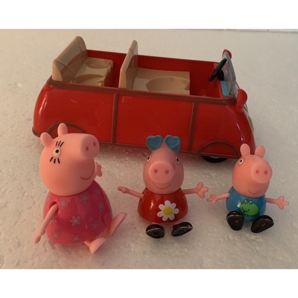 Peppa Pig 3 Seater Mini Red Car with 3 Figures Peppa George Mummy Pig